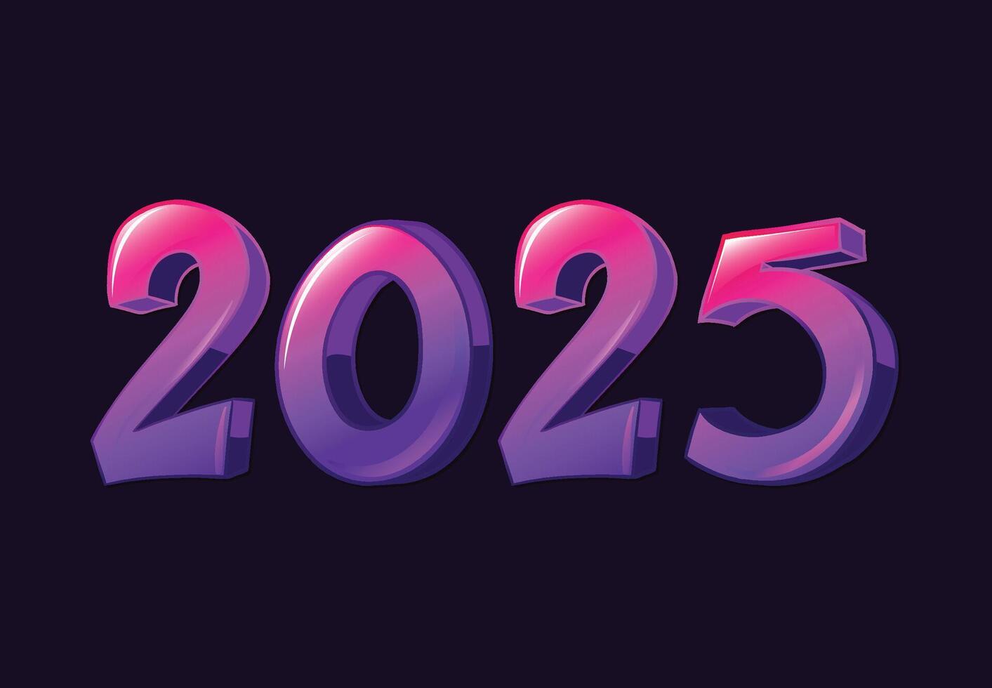 Happy New Year 2025 Design Purple 3D Realistic Abstract Illustration vector