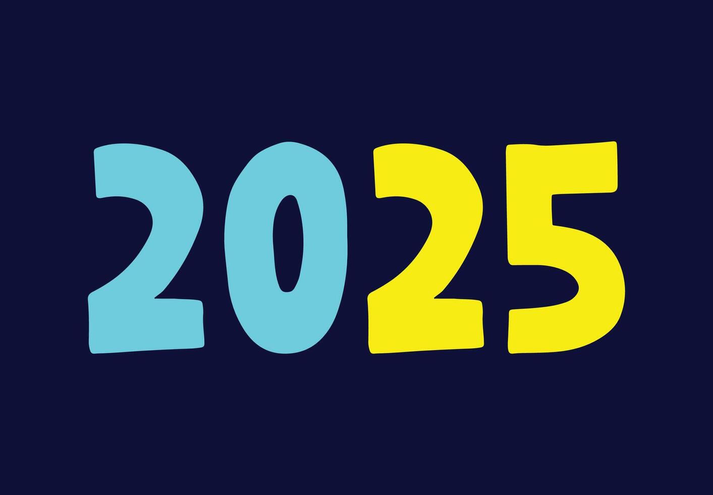 2025 Happy New Year Typography Cyan And Yellow Design Abstract Logo Symbol Illustration vector