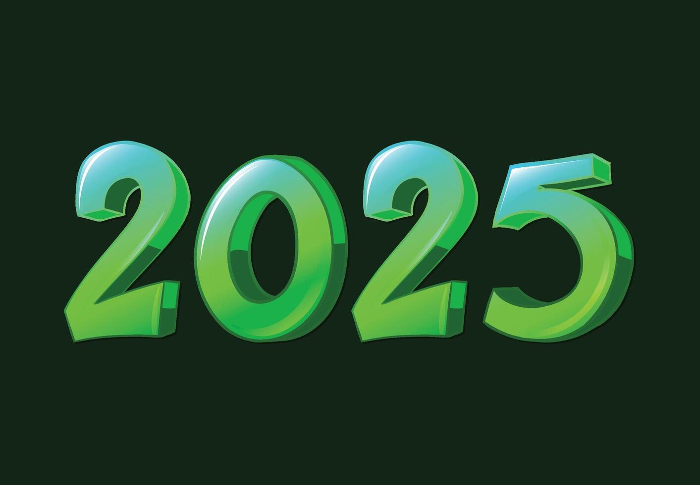 Happy New Year 2025 Design Green 3D Realistic Abstract Illustration vector