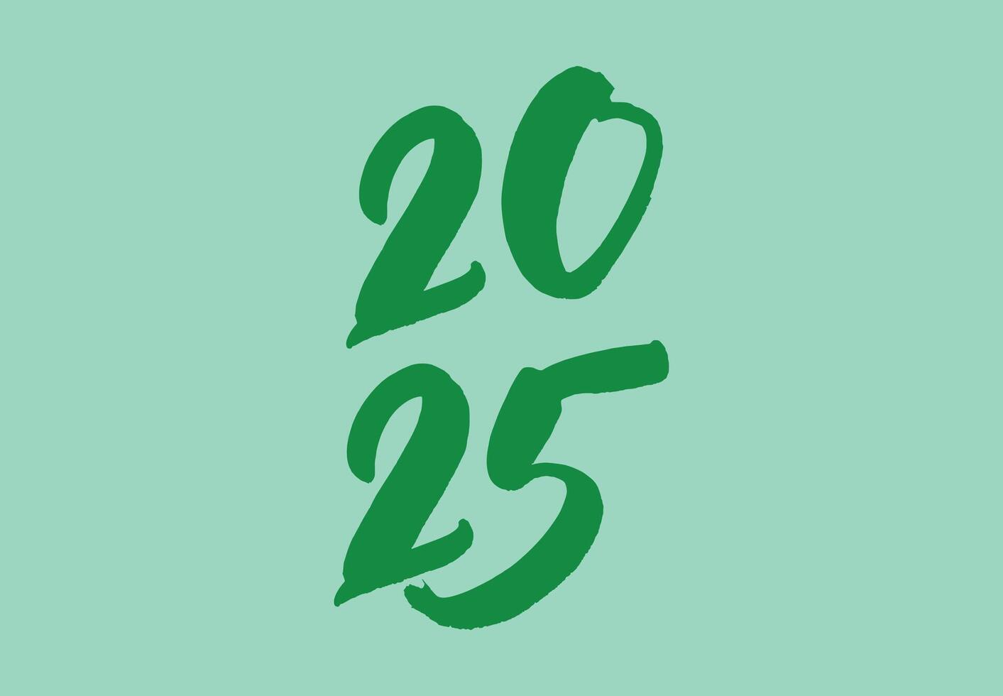 Happy New Year 2025 Drawing Green Design Abstract Illustration vector