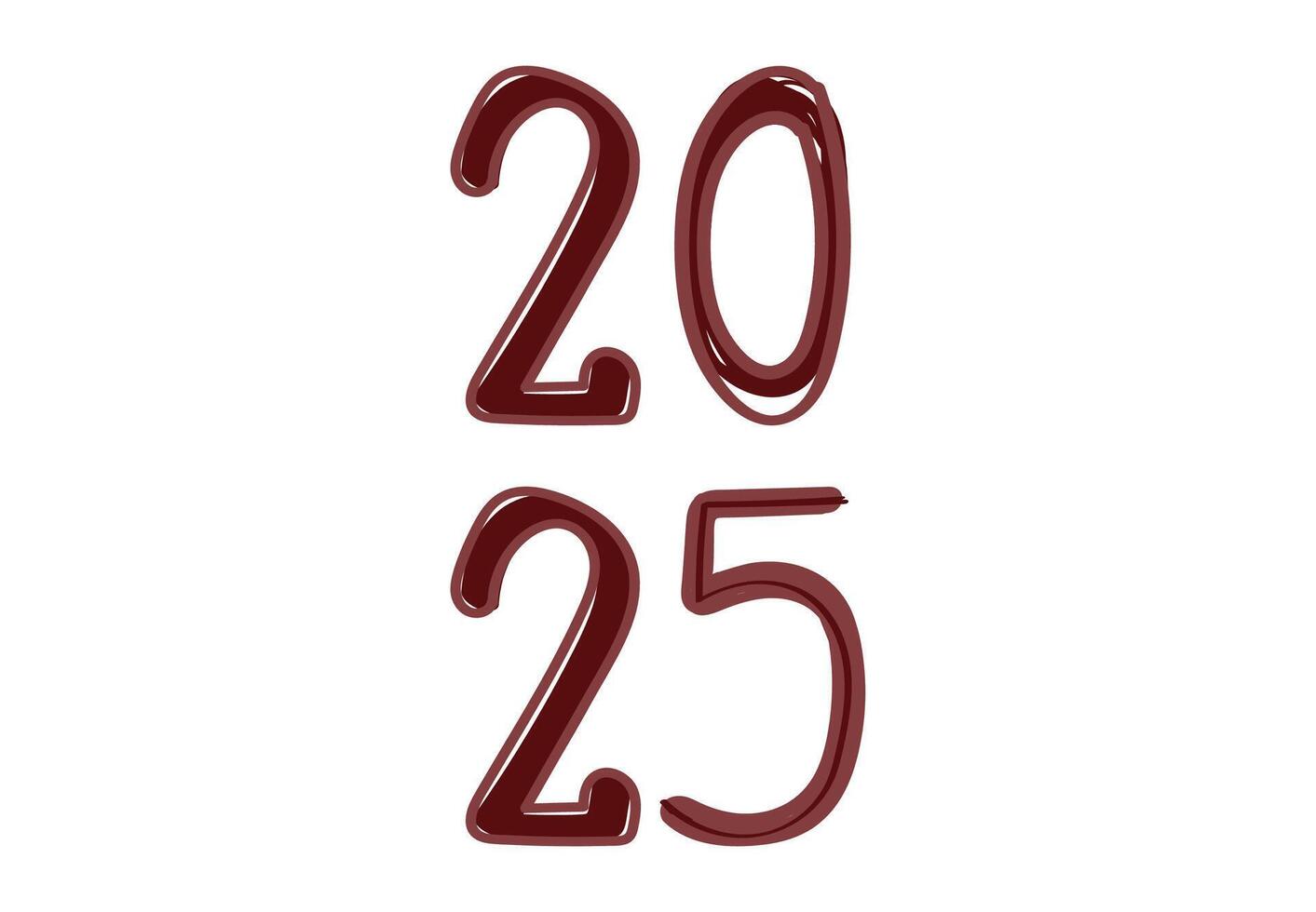 2025 Happy New Year Scribble Brown Design Abstract Logo Symbol Illustration vector