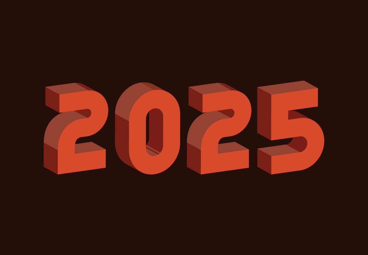 Happy New Year 2025 3D Realistic Red Abstract Design Logo Symbol Illustration vector
