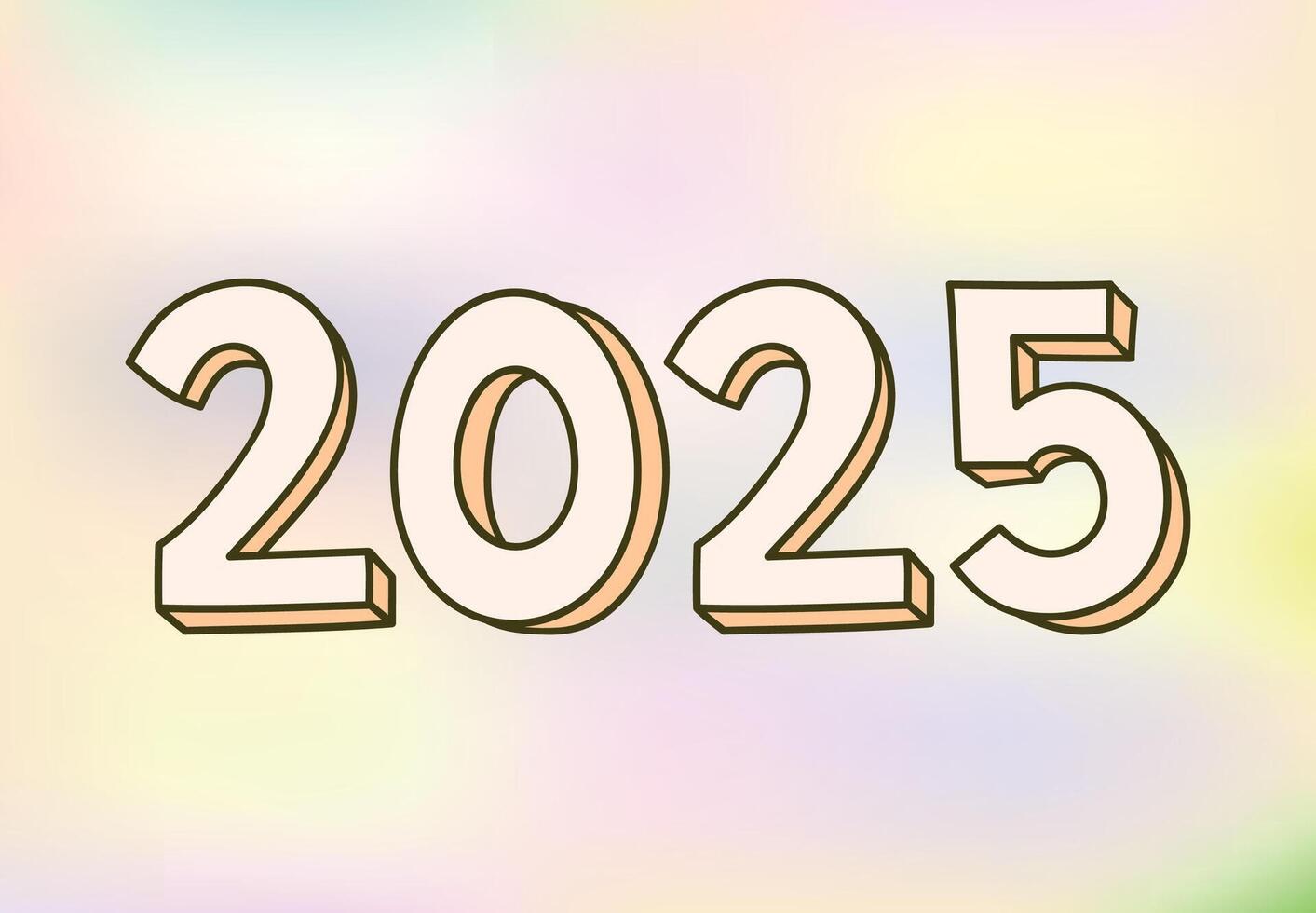 2025 Happy New Year Design 3D Realistic Abstract Illustration vector