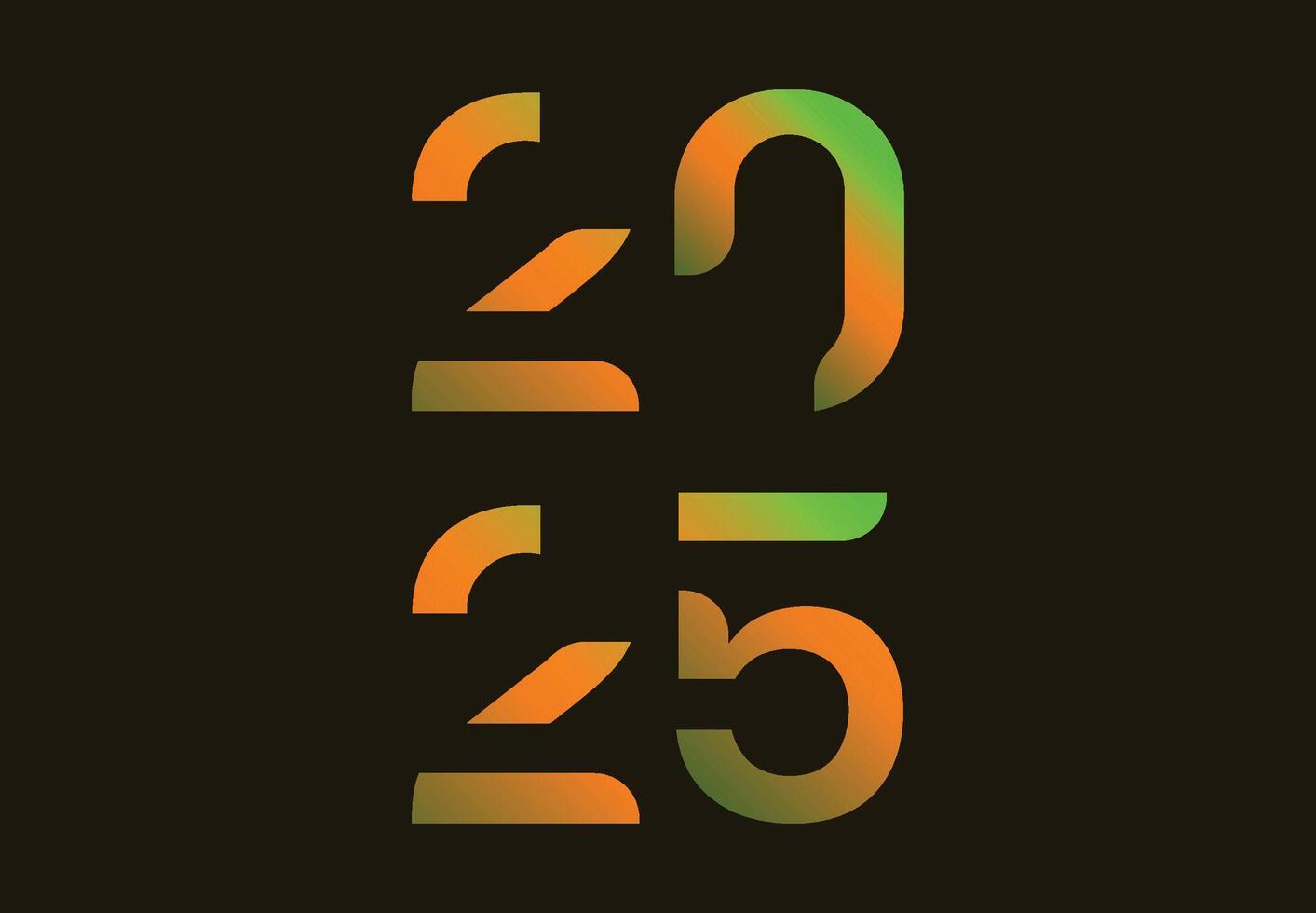 Happy New Year 2025 Typography Orange Design Abstract Logo Symbol Illustration vector