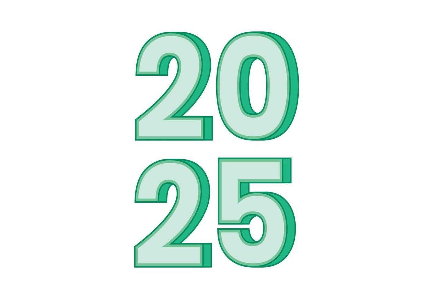2025 Happy New Year 3D Realistic Cyan Design Abstract Logo Symbol Illustration vector