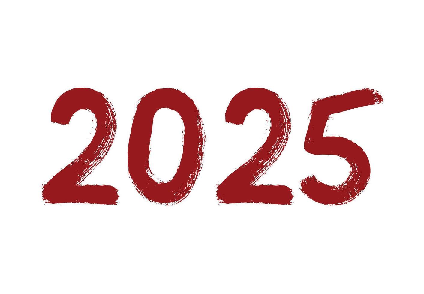 Happy New Year 2025 Scribble Drawing Red Design Abstract Illustration vector