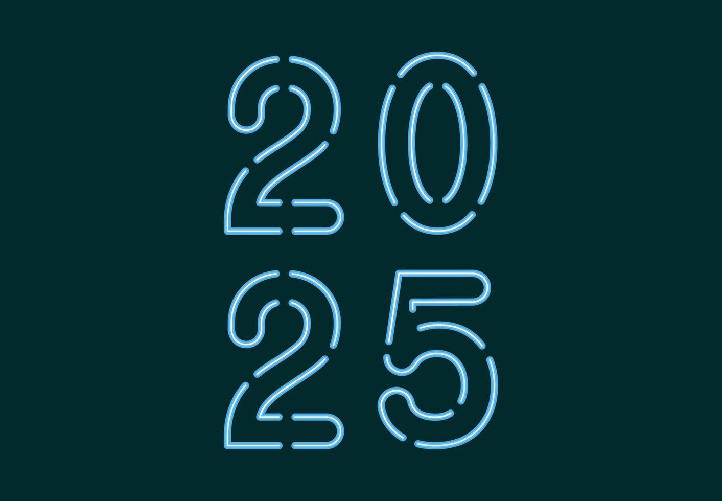 2025 Happy New Year Neon Blue Design Abstract Illustration vector