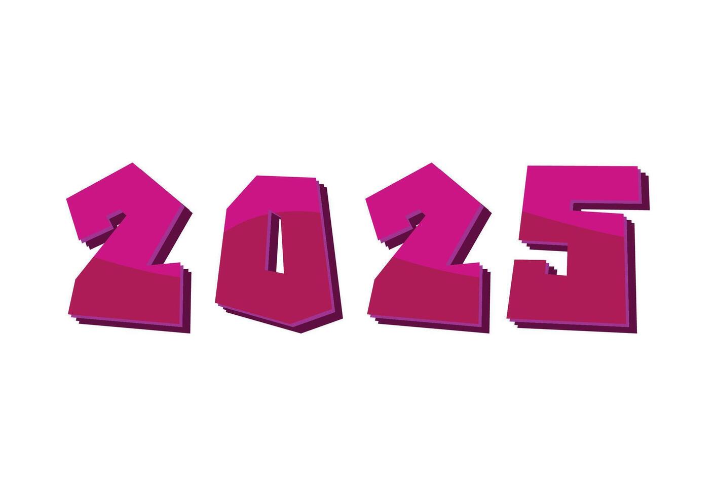 2025 Happy New Year Realistic Decoration Pink Design Abstract Logo Symbol Illustration vector