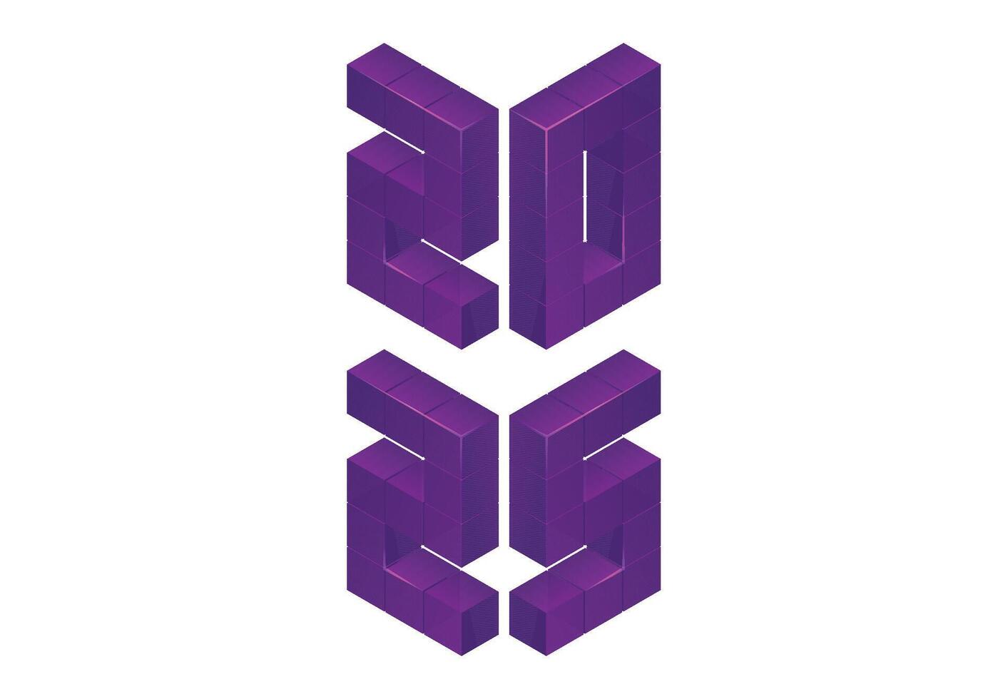 2025 Happy New Year Design Purple 3D Realistic Decoration Abstract Illustration vector