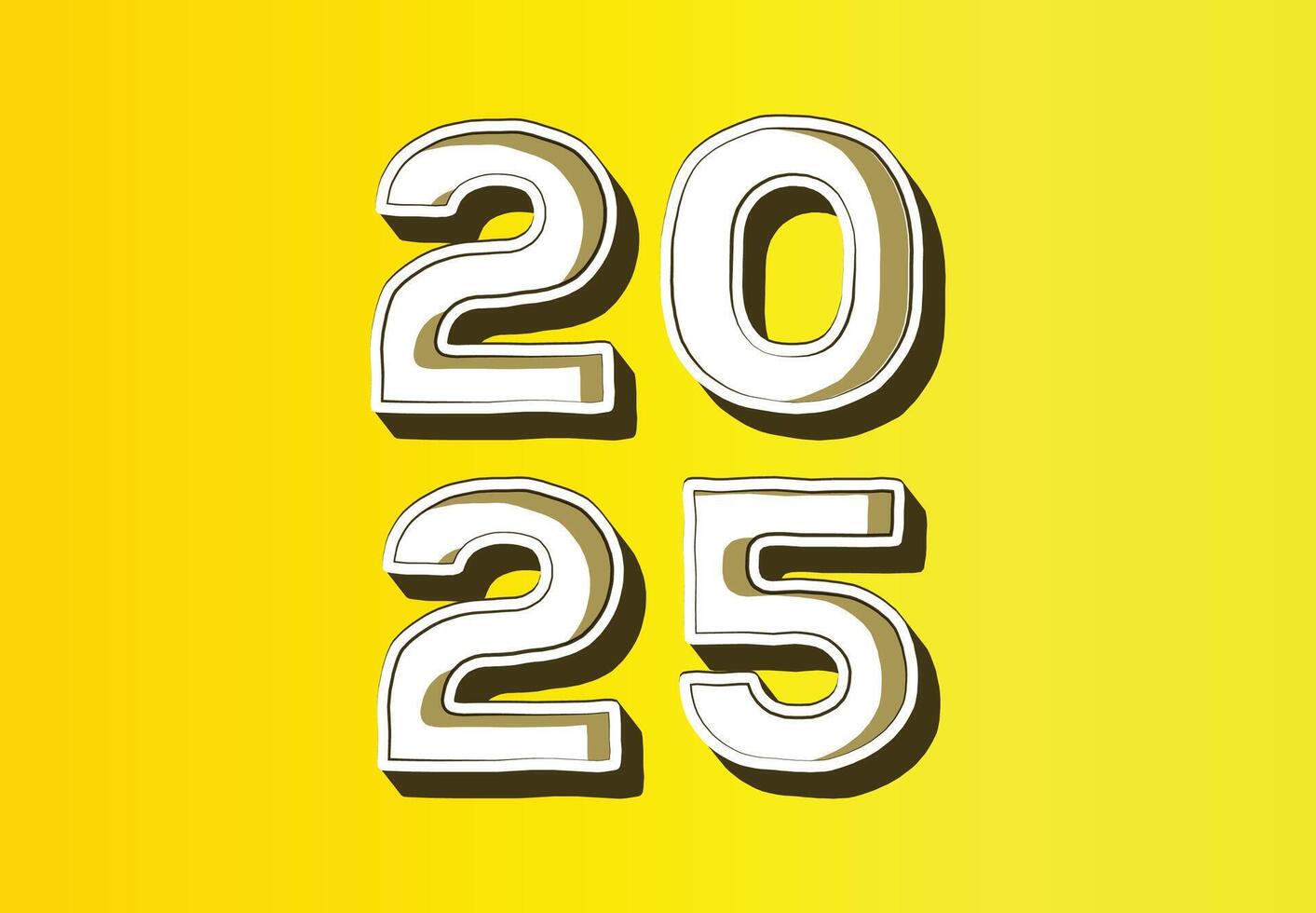 Happy New Year 2025 Design Yellow Typography Realistic Abstract Logo Symbol Illustration vector