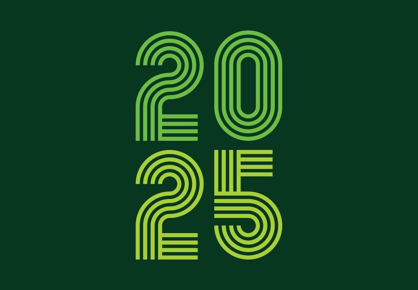 Happy New Year 2025 Abstract Green Drawing Design Logo Symbol Illustration vector
