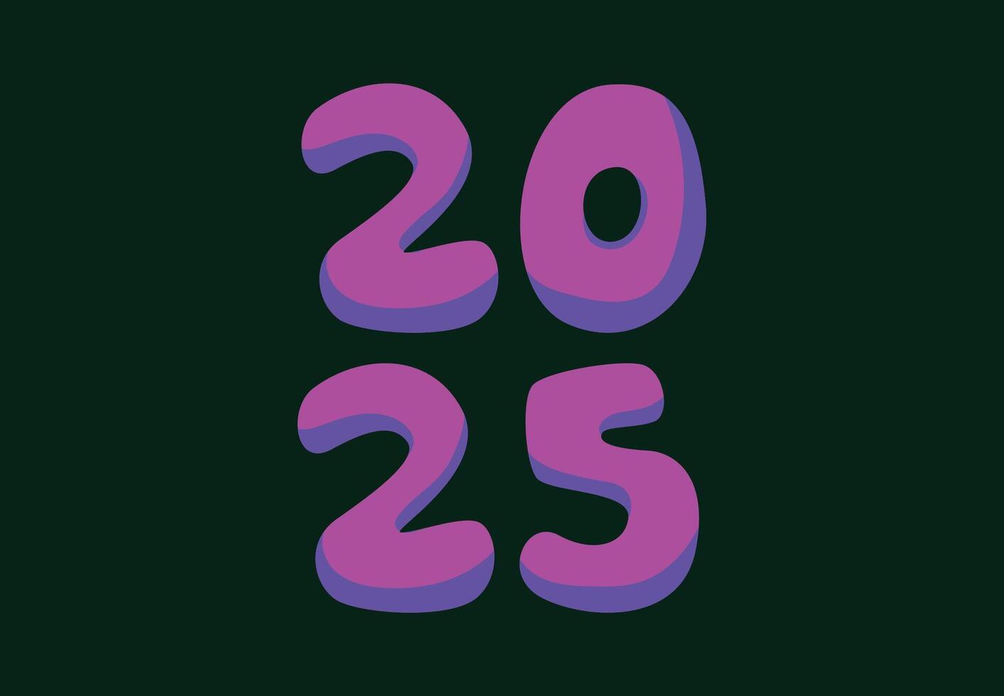 Happy New Year 2025 Design Purple Realistic Abstract Logo Symbol Illustration vector