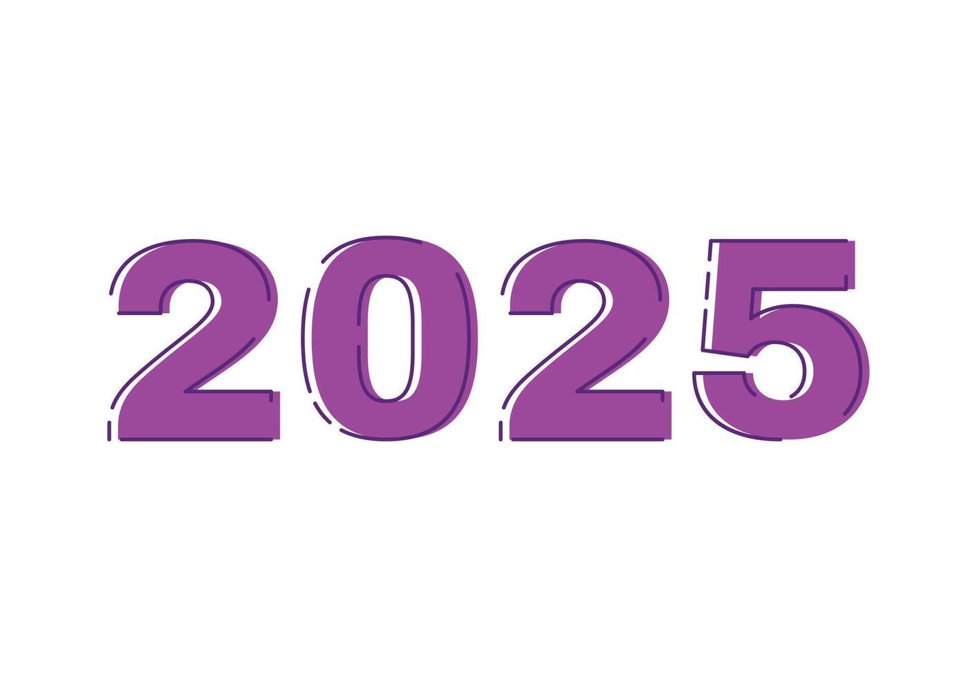 2025 Happy New Year Design Purple Realistic Abstract Logo Symbol Illustration vector