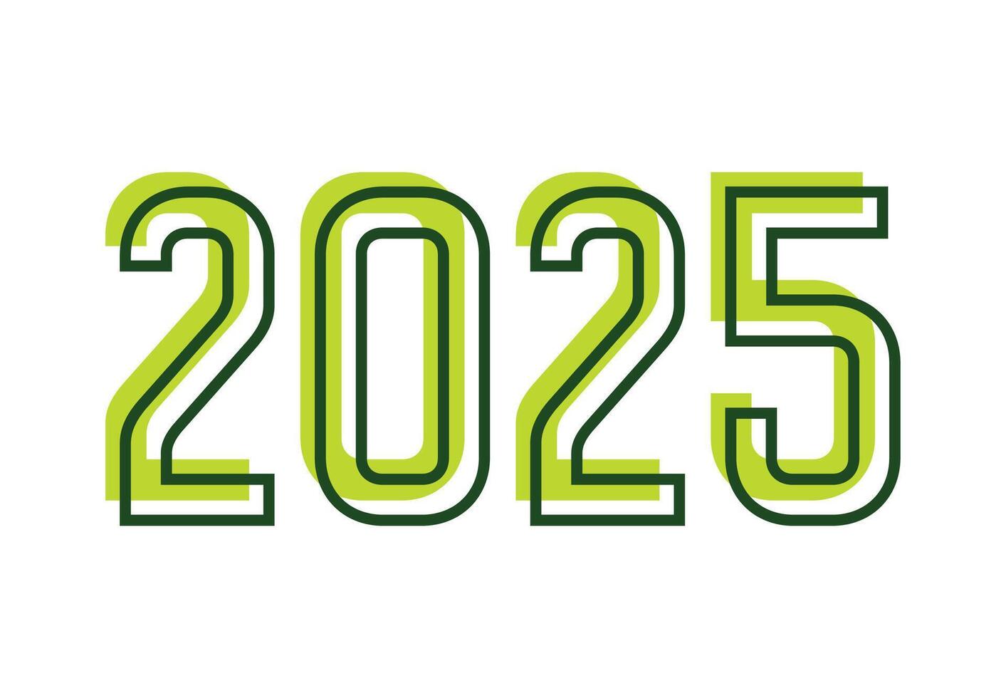 Happy New Year 2025 Design Green Typography Abstract Logo Symbol Illustration vector