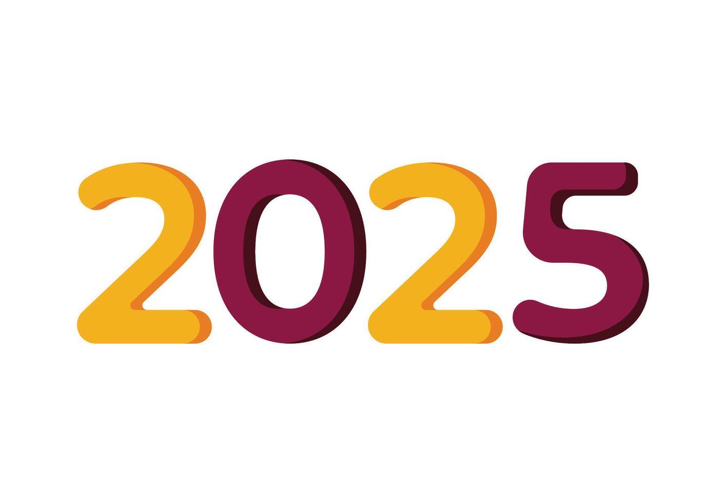 2025 Happy New Year Design Yellow And Maroon Elegant Abstract Logo Symbol Illustration vector
