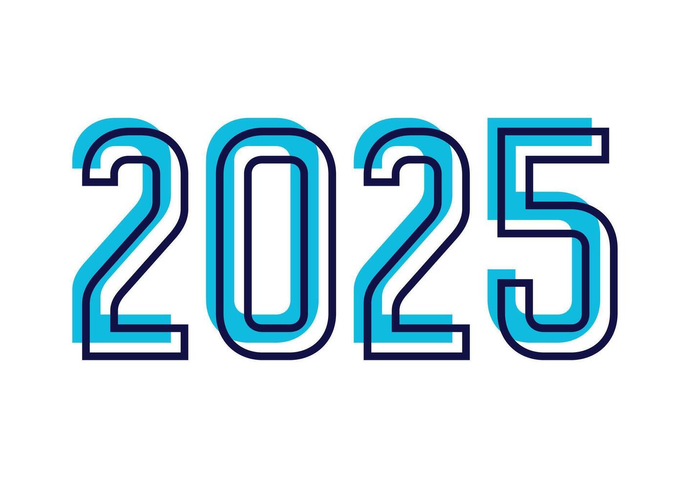 Happy New Year 2025 Design Blue Typography Abstract Logo Symbol Illustration vector
