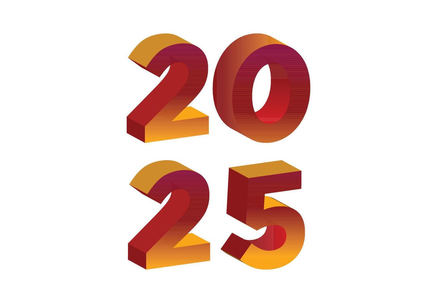 Happy New Year 2025 3D Realistic Orange Design Abstract Logo Symbol Illustration vector