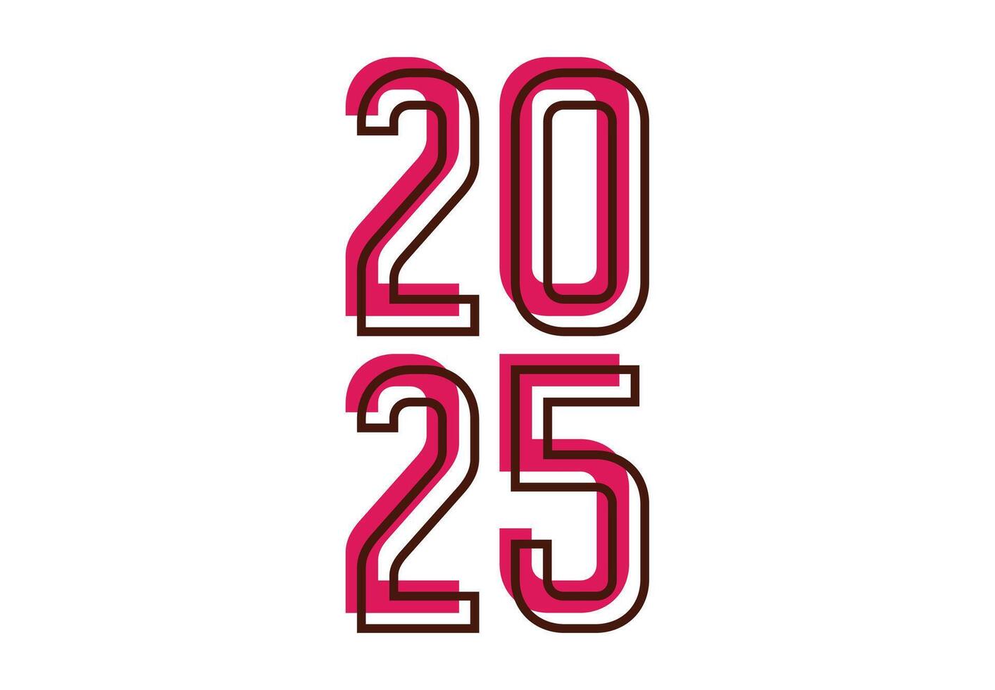 Happy New Year 2025 Design Pink Typography Abstract Logo Symbol Illustration vector