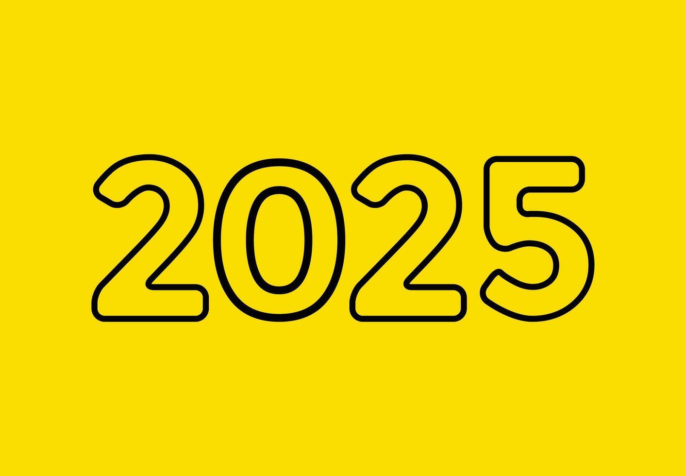 Happy New Year 2025 Design Typography Abstract Logo Symbol Illustration With Yellow Background vector