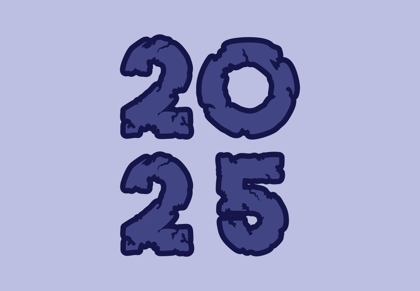 2025 Happy New Year Design Blue Wood Typography Abstract Logo Symbol Illustration vector