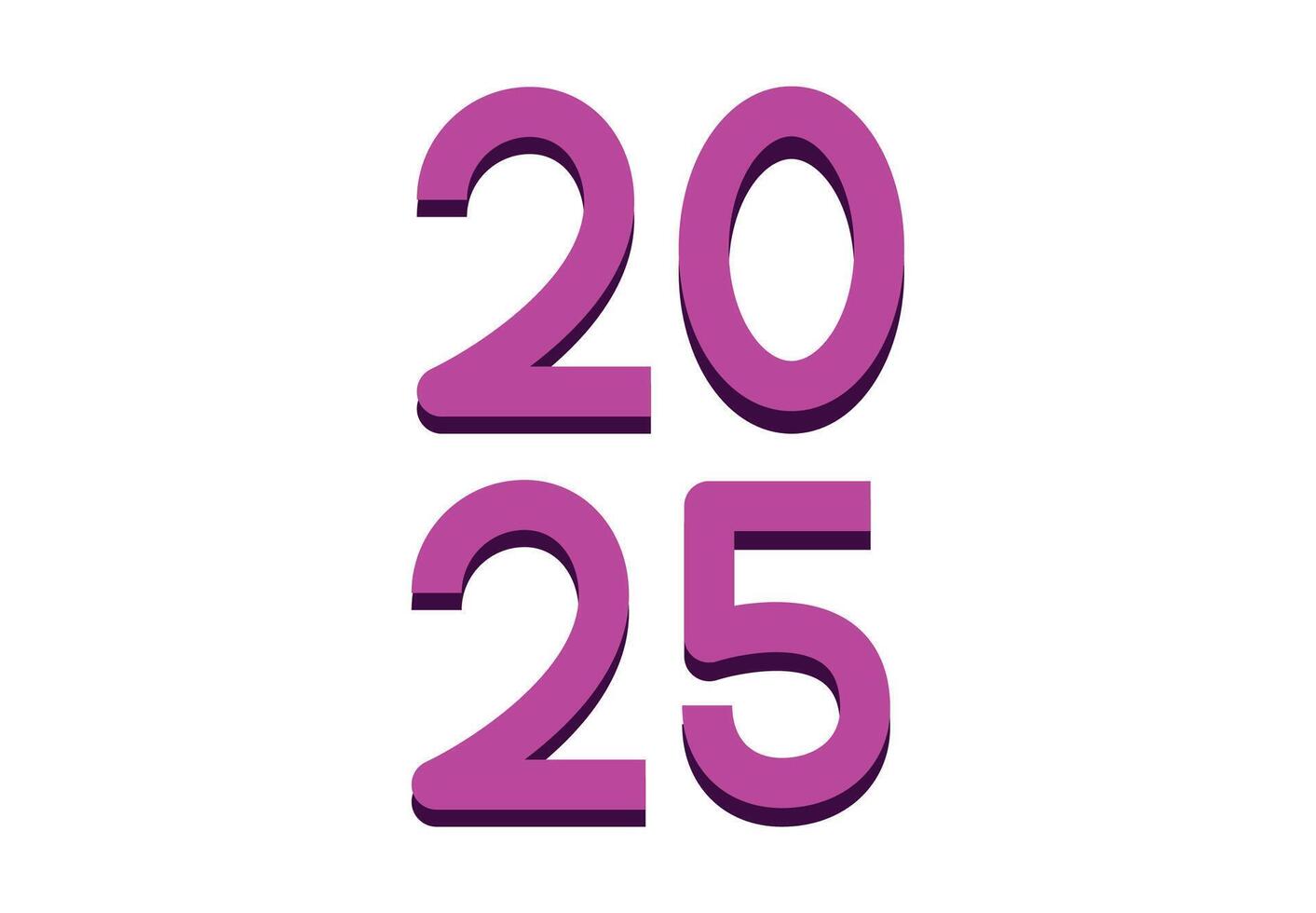 Happy New Year 2025 Design Purple Realistic Abstract Logo Symbol Illustration vector
