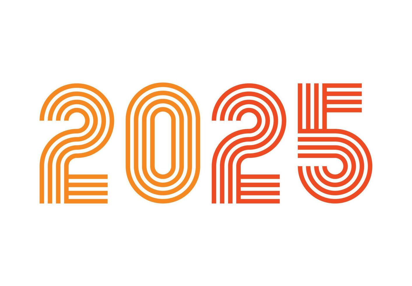 Happy New Year 2025 Abstract Orange Drawing Design Logo Symbol Illustration vector