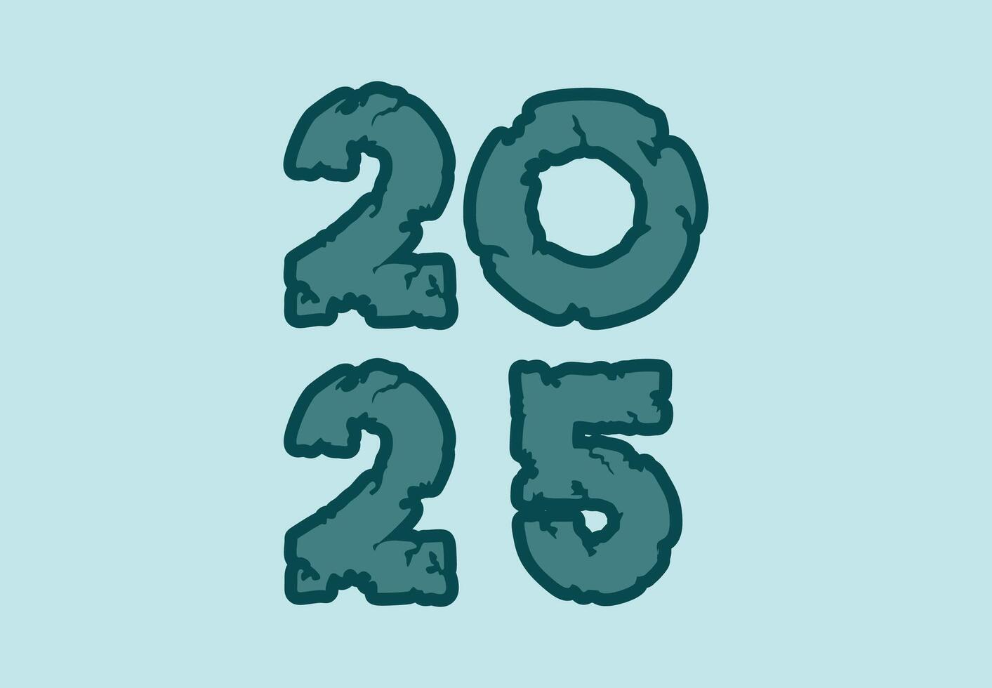2025 Happy New Year Design Cyan Wood Typography Abstract Logo Symbol Illustration vector