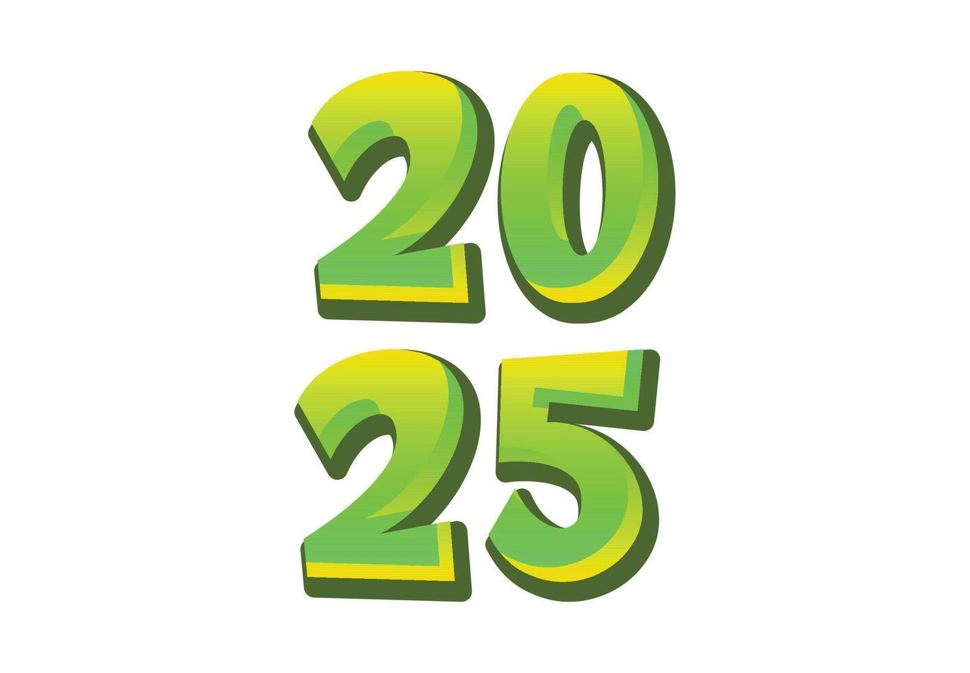 2025 Happy New Year Design Green 3D Realistic Decoration Abstract Logo Symbol Illustration vector