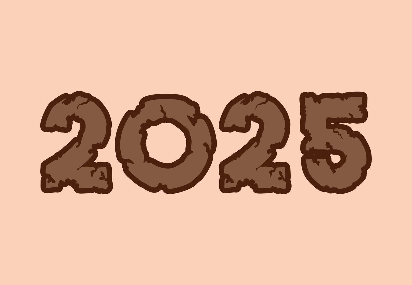 2025 Happy New Year Design Brown Wood Typography Abstract Logo Symbol Illustration vector