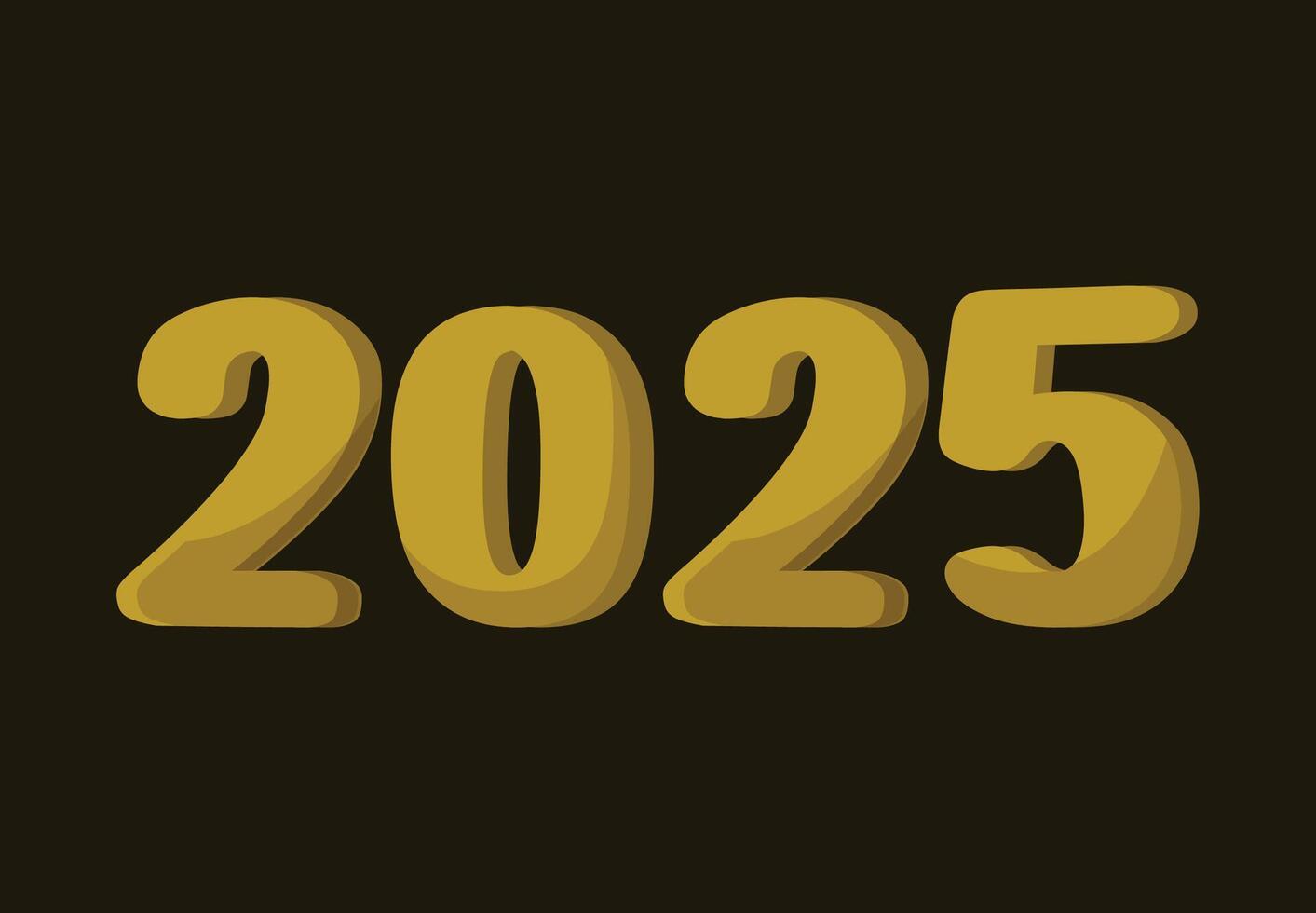 Happy New Year 2025 Abstract Yellow Design Logo Symbol Illustration vector