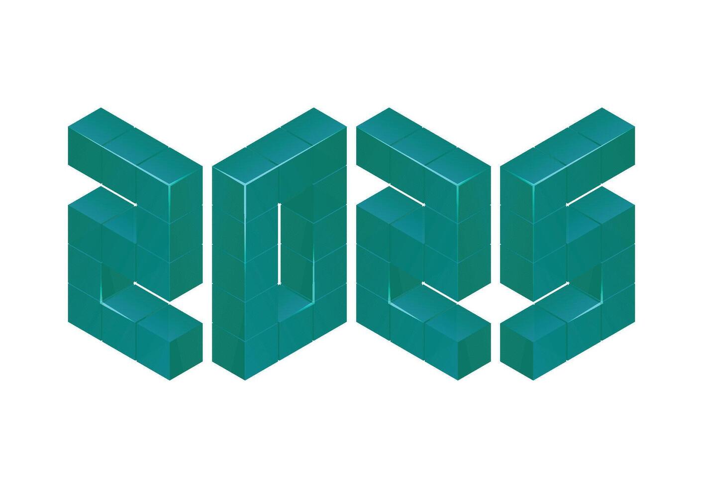 Happy New Year 2025 Design Cyan 3D Realistic Decoration Abstract Illustration vector