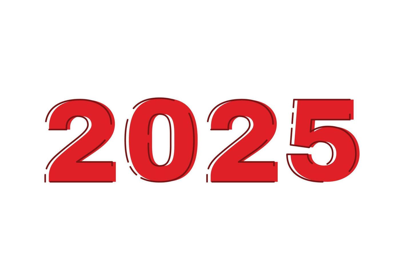 2025 Happy New Year Design Red Realistic Abstract Logo Symbol Illustration vector