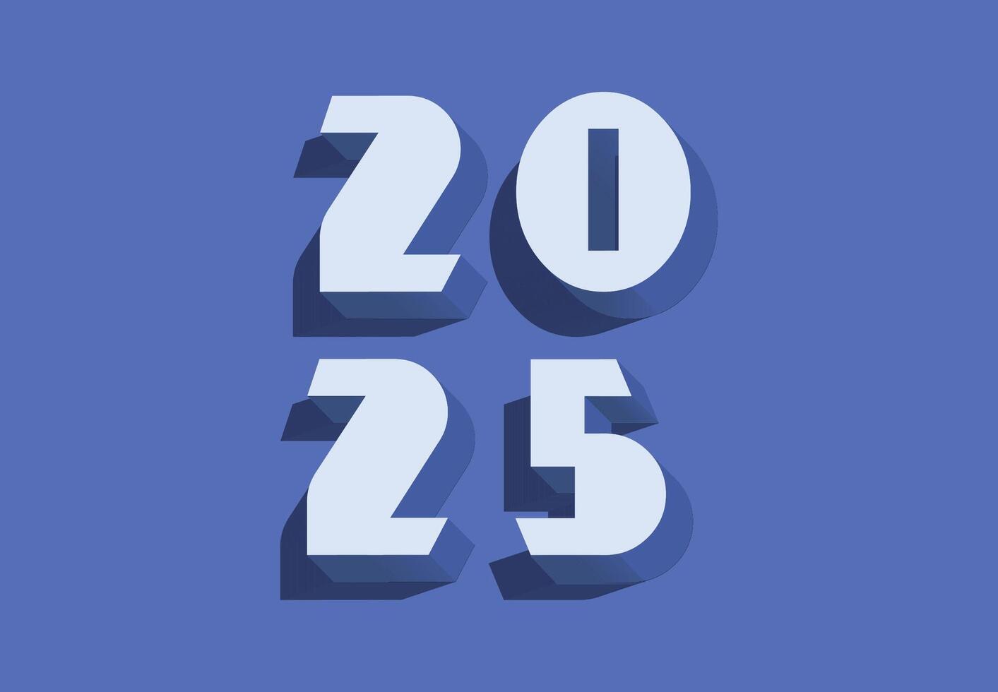 2025 Happy New Year Design Blue Realistic Decoration 3D Abstract Logo Symbol Illustration vector