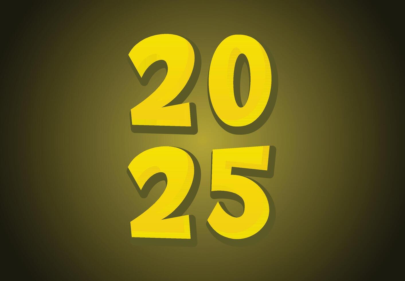 Happy New Year 2025 Realistic Decoration Yellow Design Abstract Logo Symbol Illustration vector