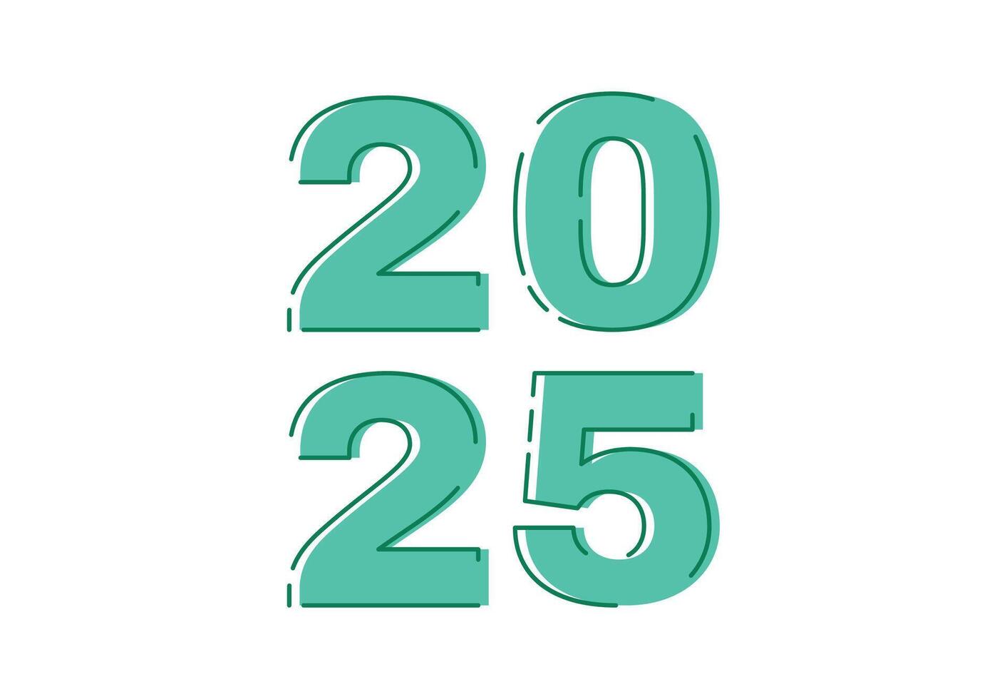2025 Happy New Year Design Cyan Realistic Abstract Logo Symbol Illustration vector