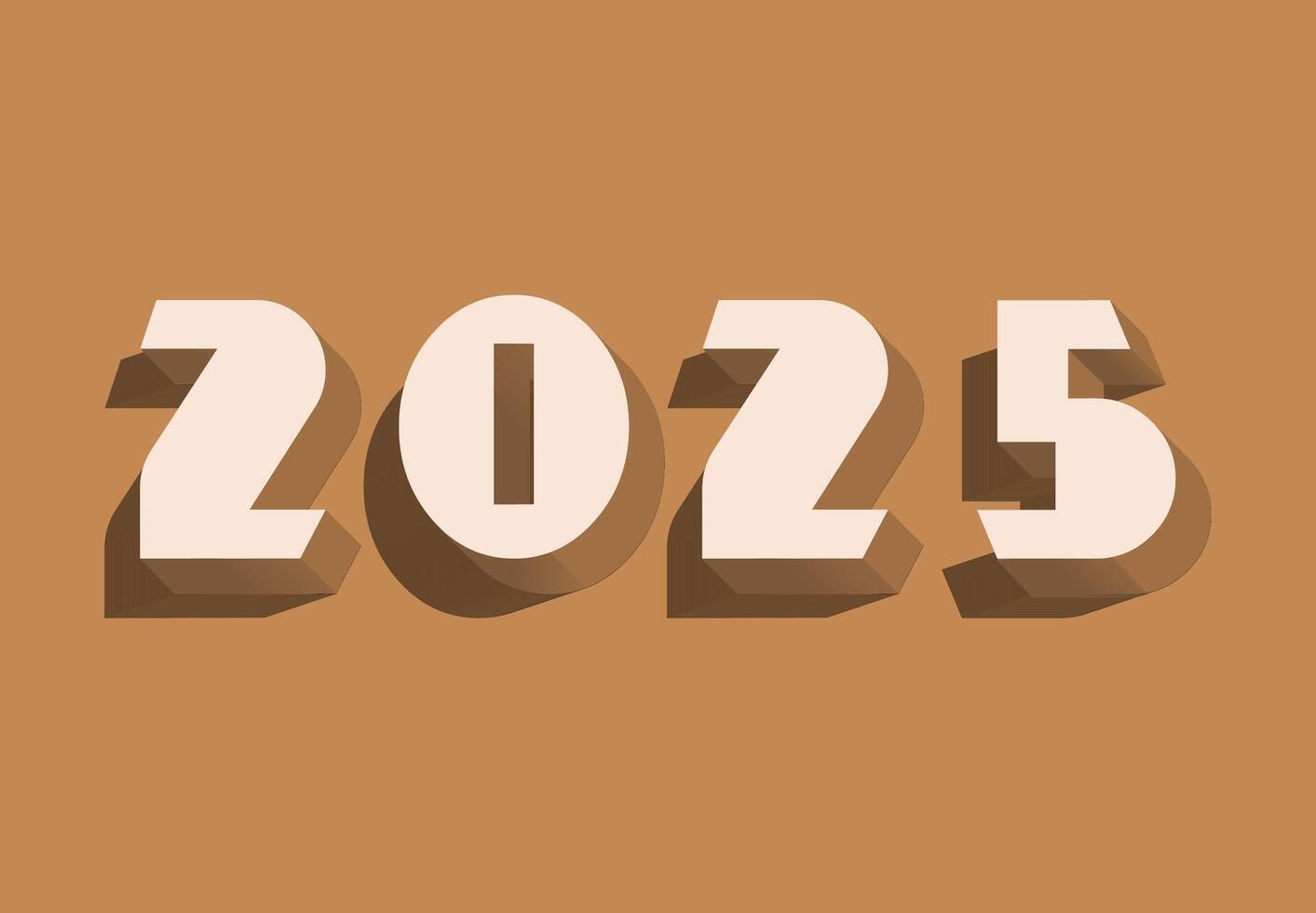 2025 Happy New Year Design Brown Realistic Decoration 3D Abstract Logo Symbol Illustration vector