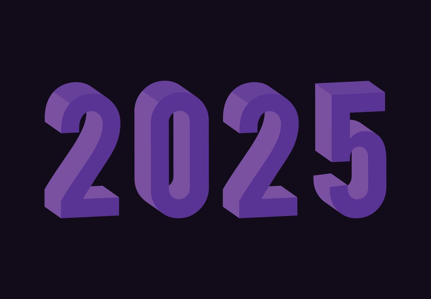 Happy New Year 2025 Abstract Purple 3D Realistic Elegant Design Logo Symbol Illustration vector