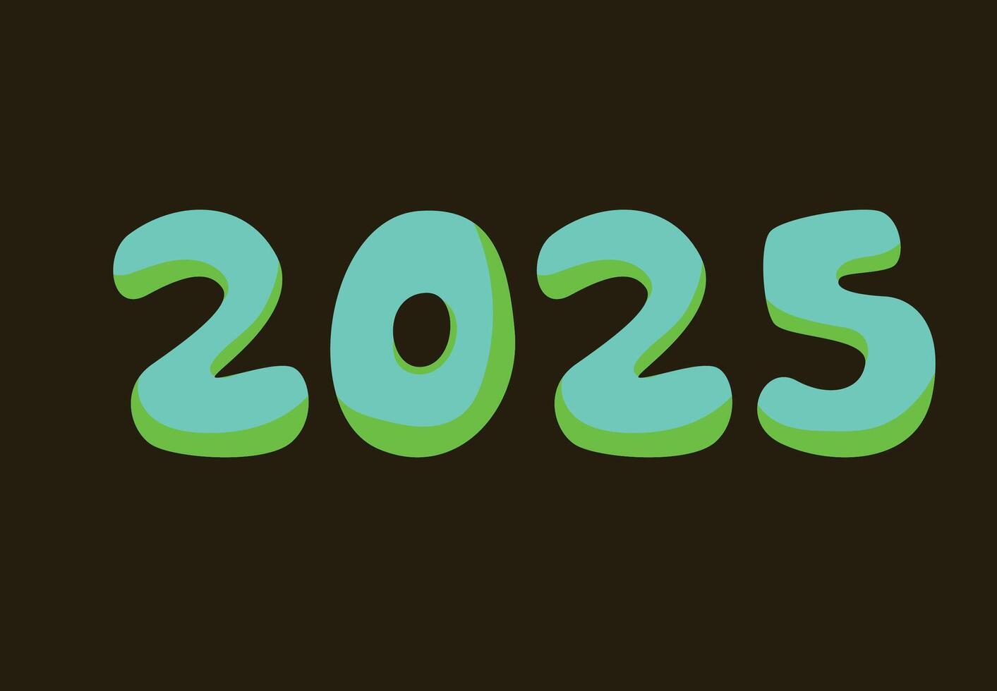 Happy New Year 2025 Design Cyan Realistic Abstract Logo Symbol Illustration vector