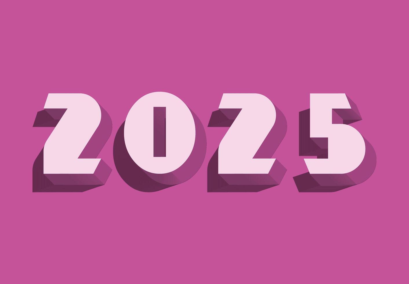 2025 Happy New Year Design Purple Realistic Decoration 3D Abstract Logo Symbol Illustration vector