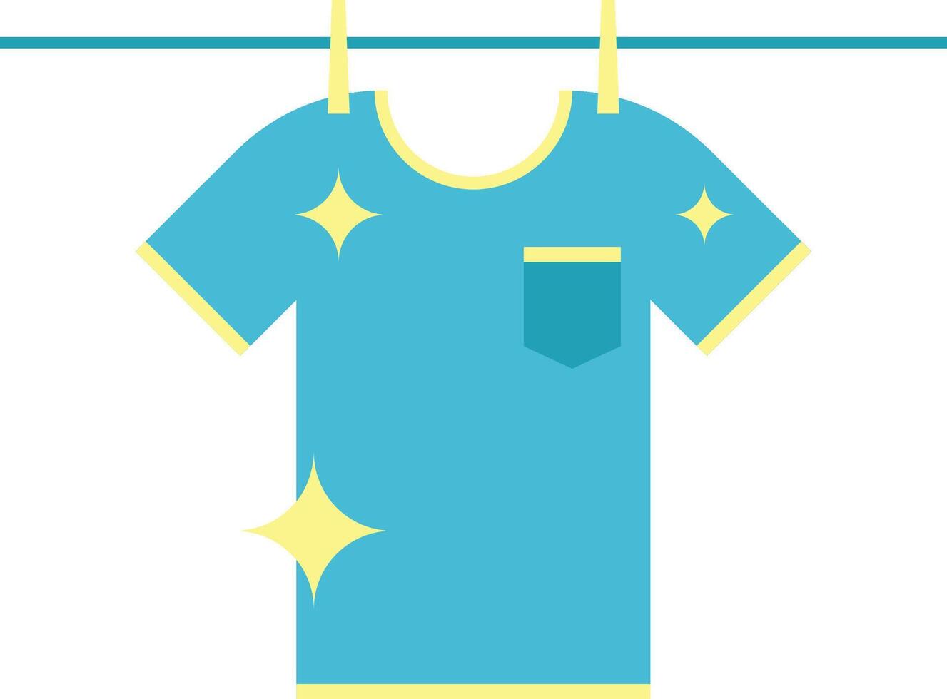 Clean, Washed T-Shirt on the Hanging Line vector
