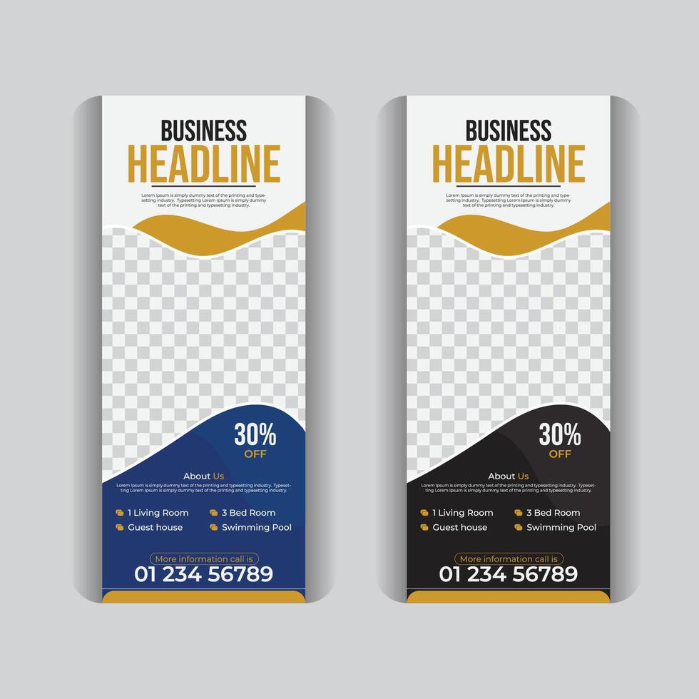 Creative colorful abstract real estate roll up banner design. Creative, modern, luxury, real estate roll up banner design for your business. vector