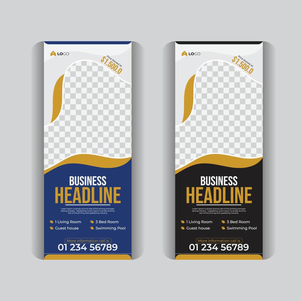 Abstract and creative real estate roll up banner design creative colorful design template vector
