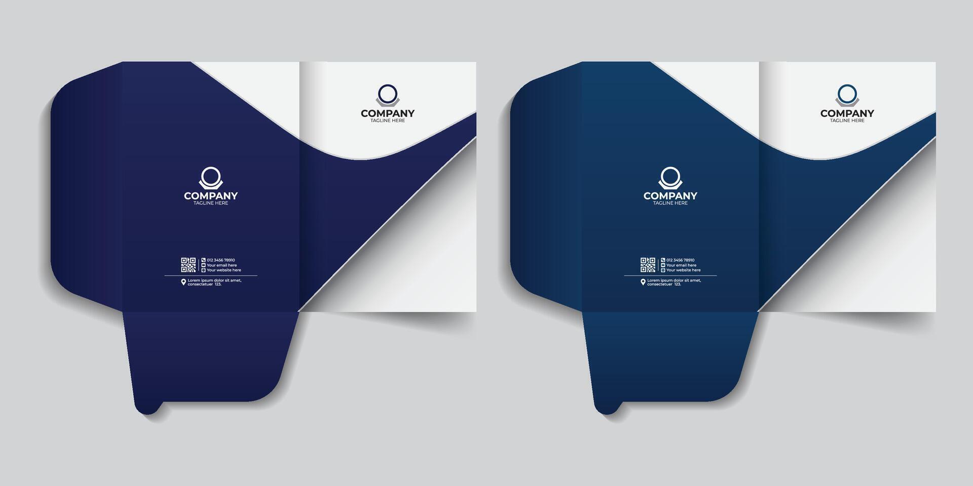 Modern and stylish file folder report cover stationery template, with creative colorful design, logo and contacts section vector