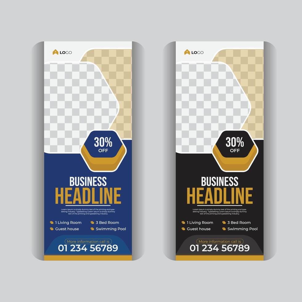 Modern and professional, creative style real estate roll up banner design template. Creative, modern, luxury, real estate roll up banner design for your business. vector