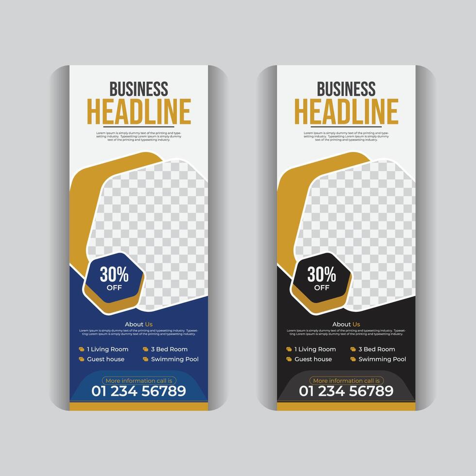 Corporate and modern real estate roll up banner design for your business. Modern and professional, creative style real estate roll up banner design template. vector