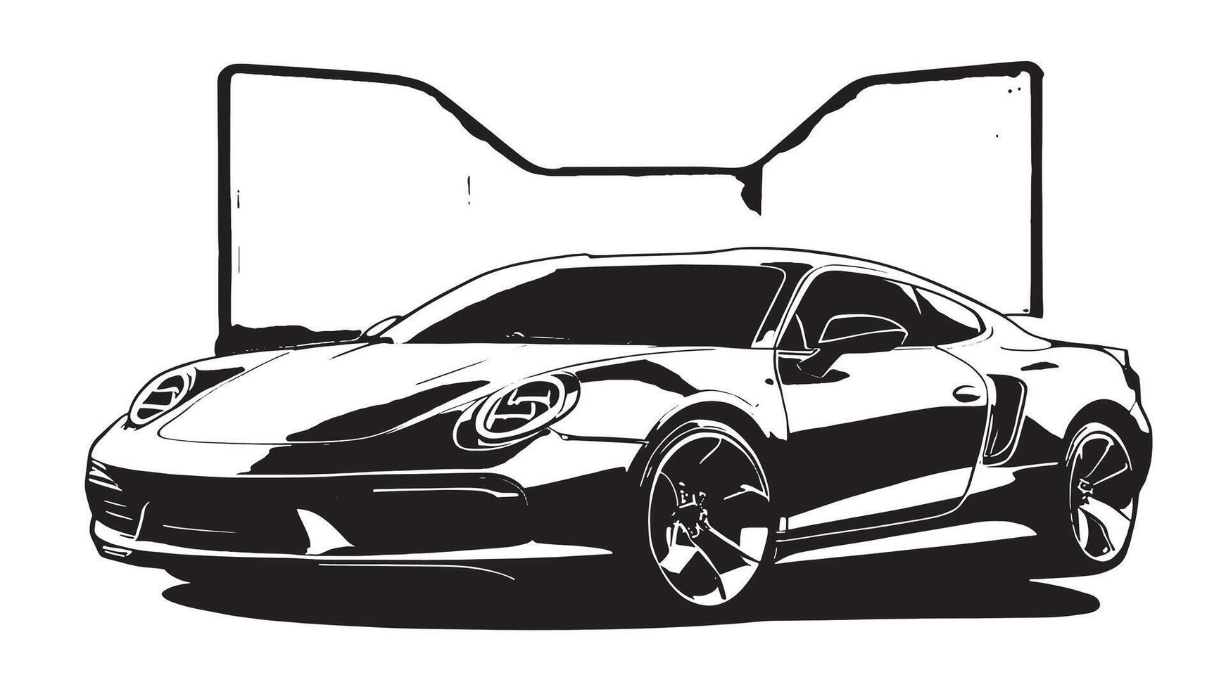Black Car Silhouette in Monochrome on White Canvas for High-Contrast Layered Background and Texture vector