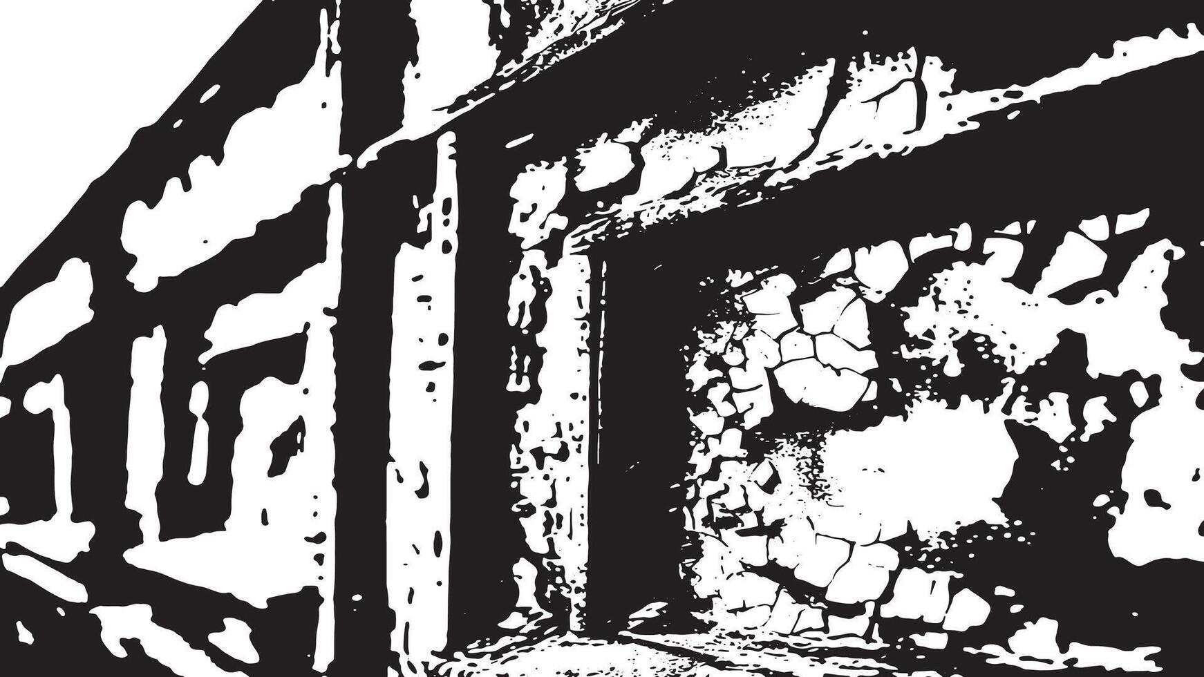 Heavy Cracked and Grunge-Infused Distressed Texture Overlay in Monochrome for Background and Layering vector