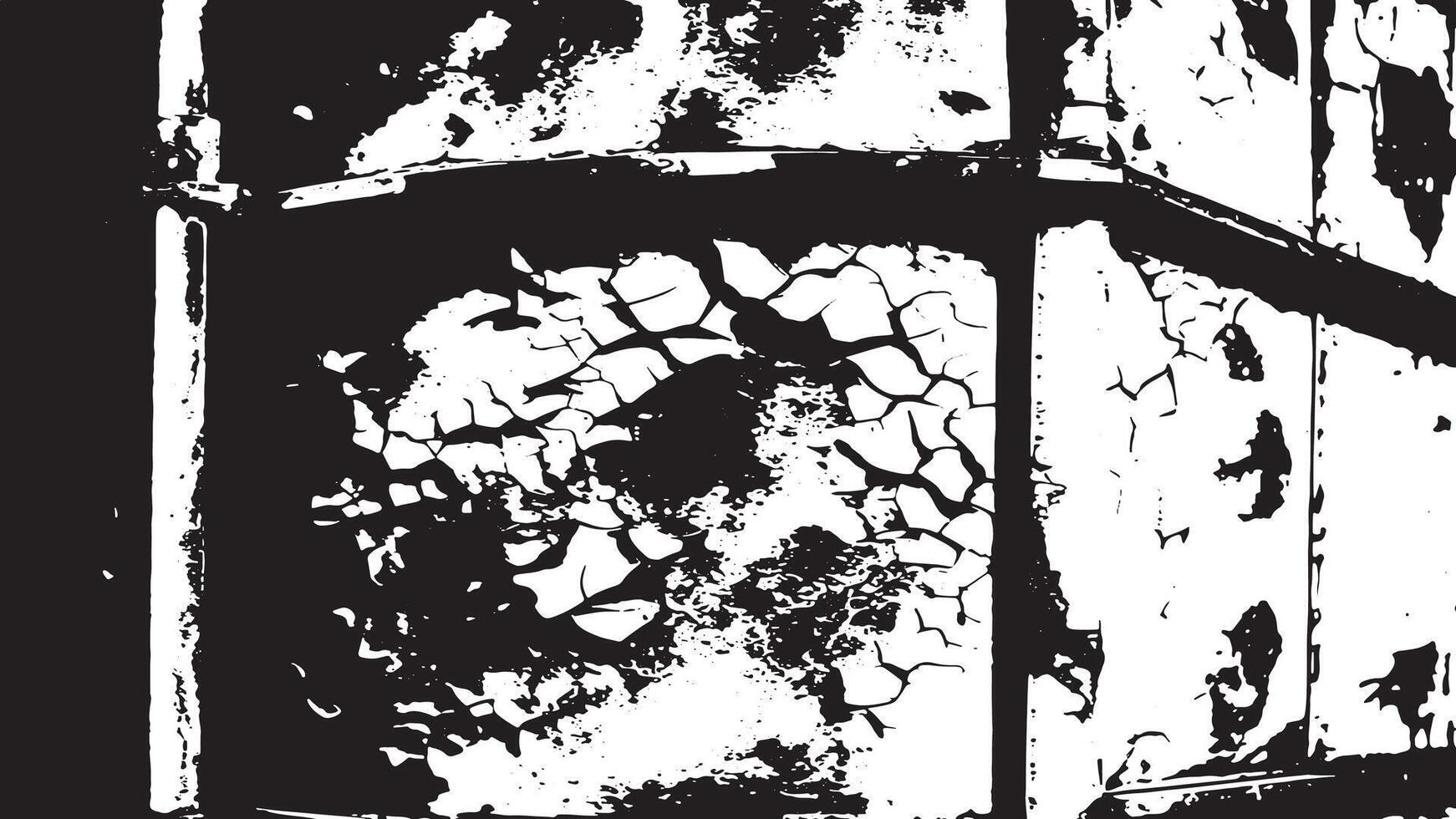 Cracked and Grunge Distressed Texture in Black and White for Weathered Background and Overlay Design vector
