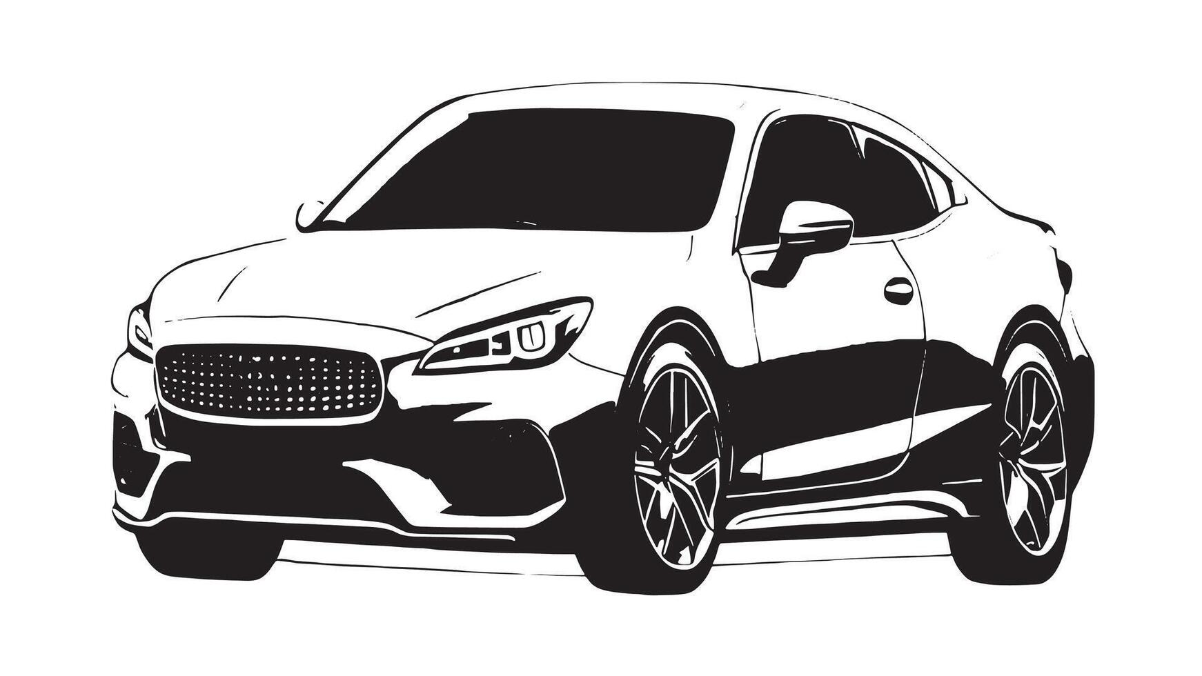 Black Car Silhouette in Monochrome, Overlaid on Clean White Canvas for Texture and Layered Backgrounds vector