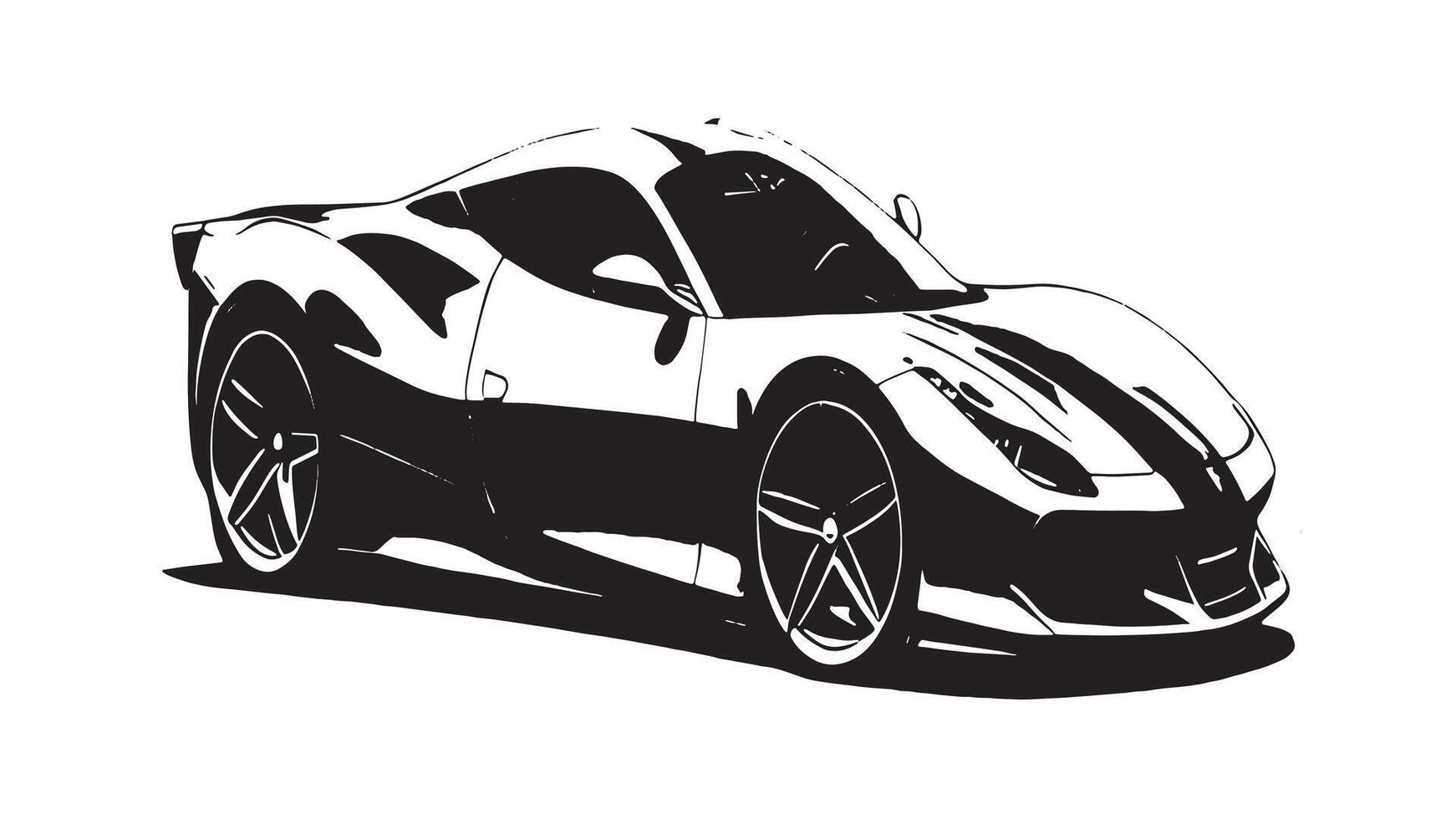 Monochrome Car Silhouette in Bold Black, Overlaid on White Canvas for Background and Textural Layers vector